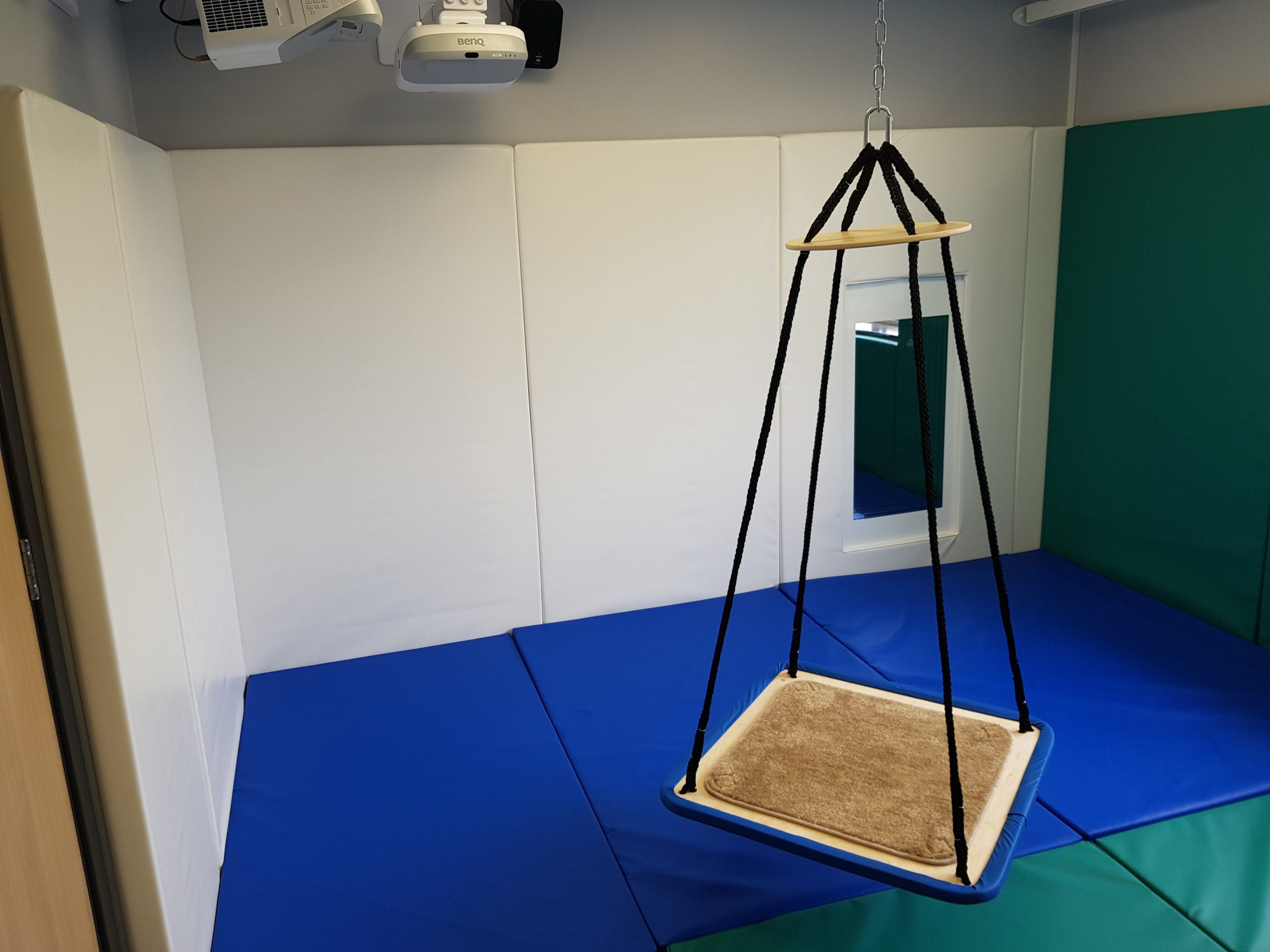Sensory Integration Room complete with bubble wall and ceiling mounted swing