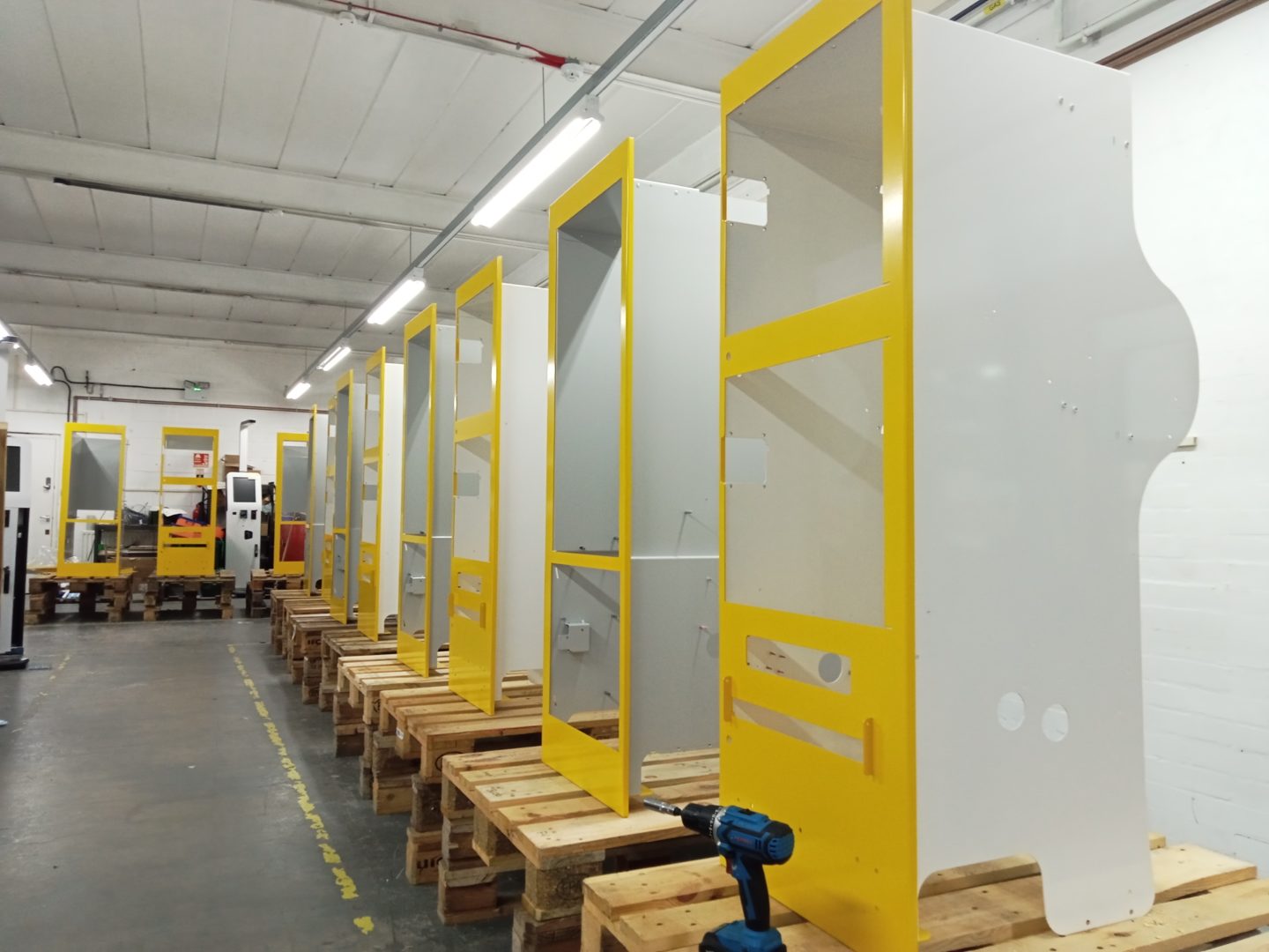 a row the smartest digital postal wall mounted kiosk being manufactured in the UK
